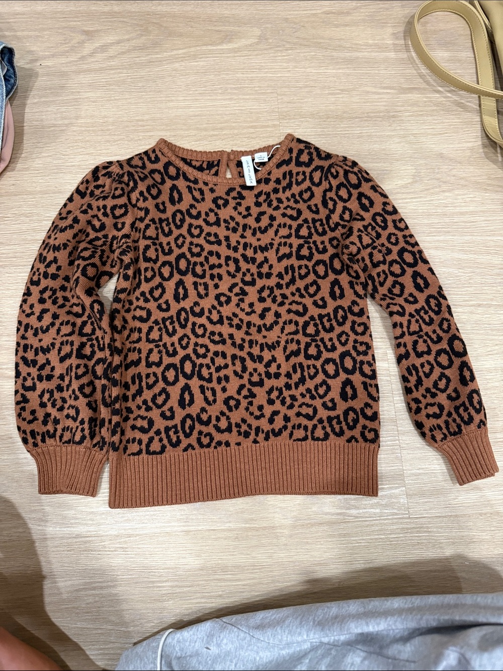 Janie and Jack Rust Brown and Black Leopard Crewneck Sweater
